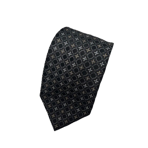 Valentino Men's Silk Tie Black Gray Geometric‎ Floral Pattern  59.75" x  3.5" - Picture 1 of 6